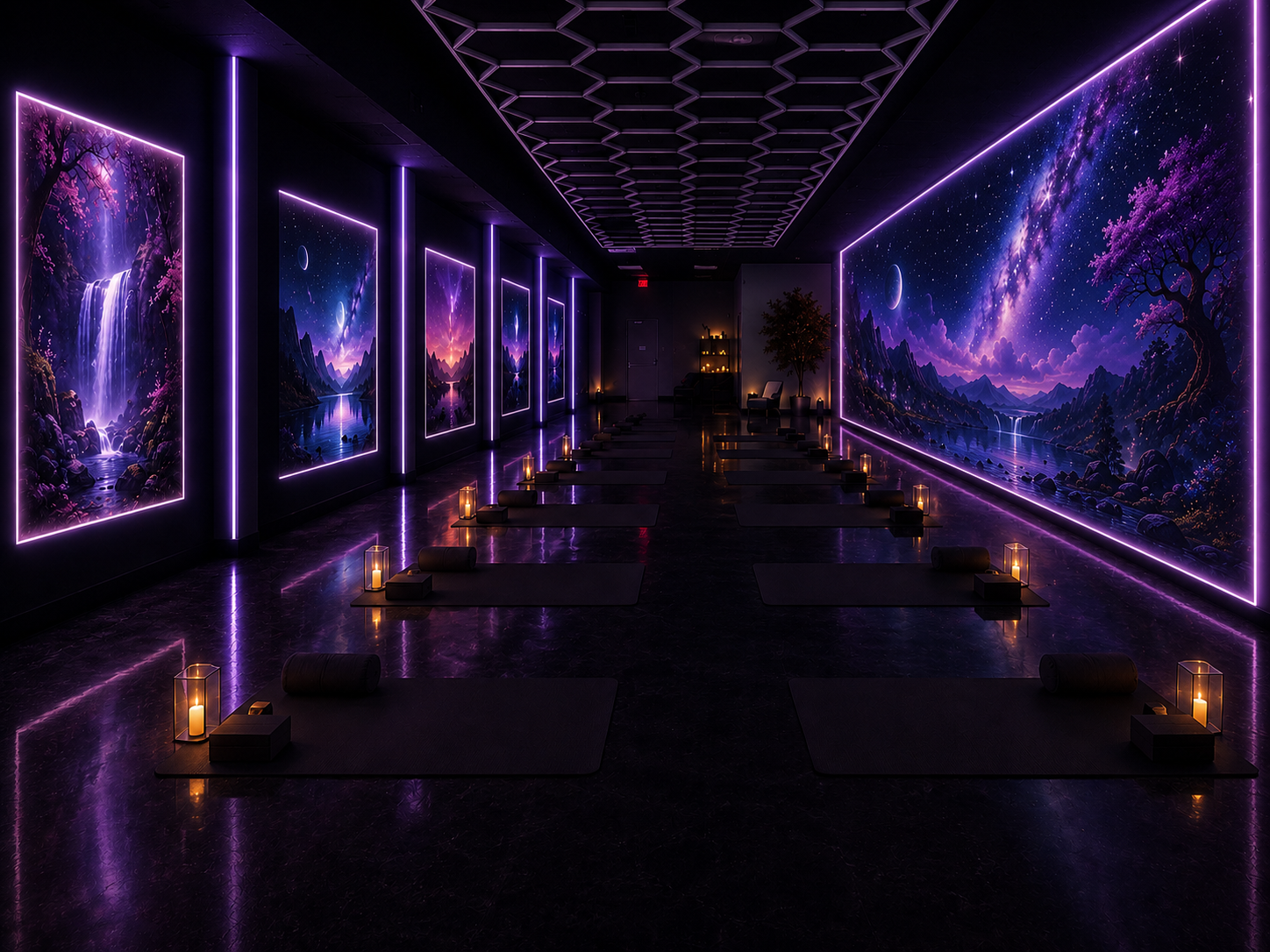 Studio Elvn neon-lit yoga room